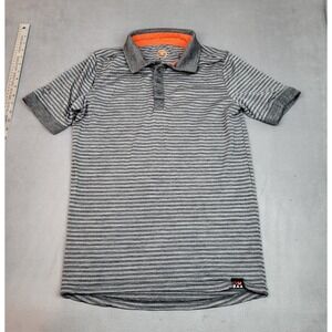 Isobaa Polo Shirt Boys Large‎ Gray Striped Lightweight Merino Wool Preppy Warm